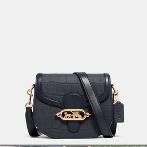 COACH Crossbody Bag Saddle Jade Black Leather Cross Body 91397 *Limited Edition